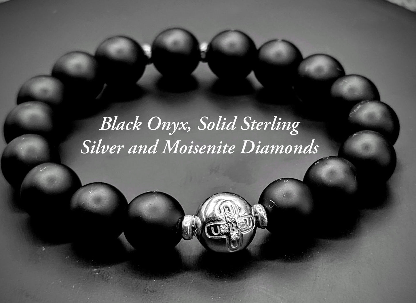 UBU Signature Sterling Silver, Black Onyx and Moisennite Bracelet