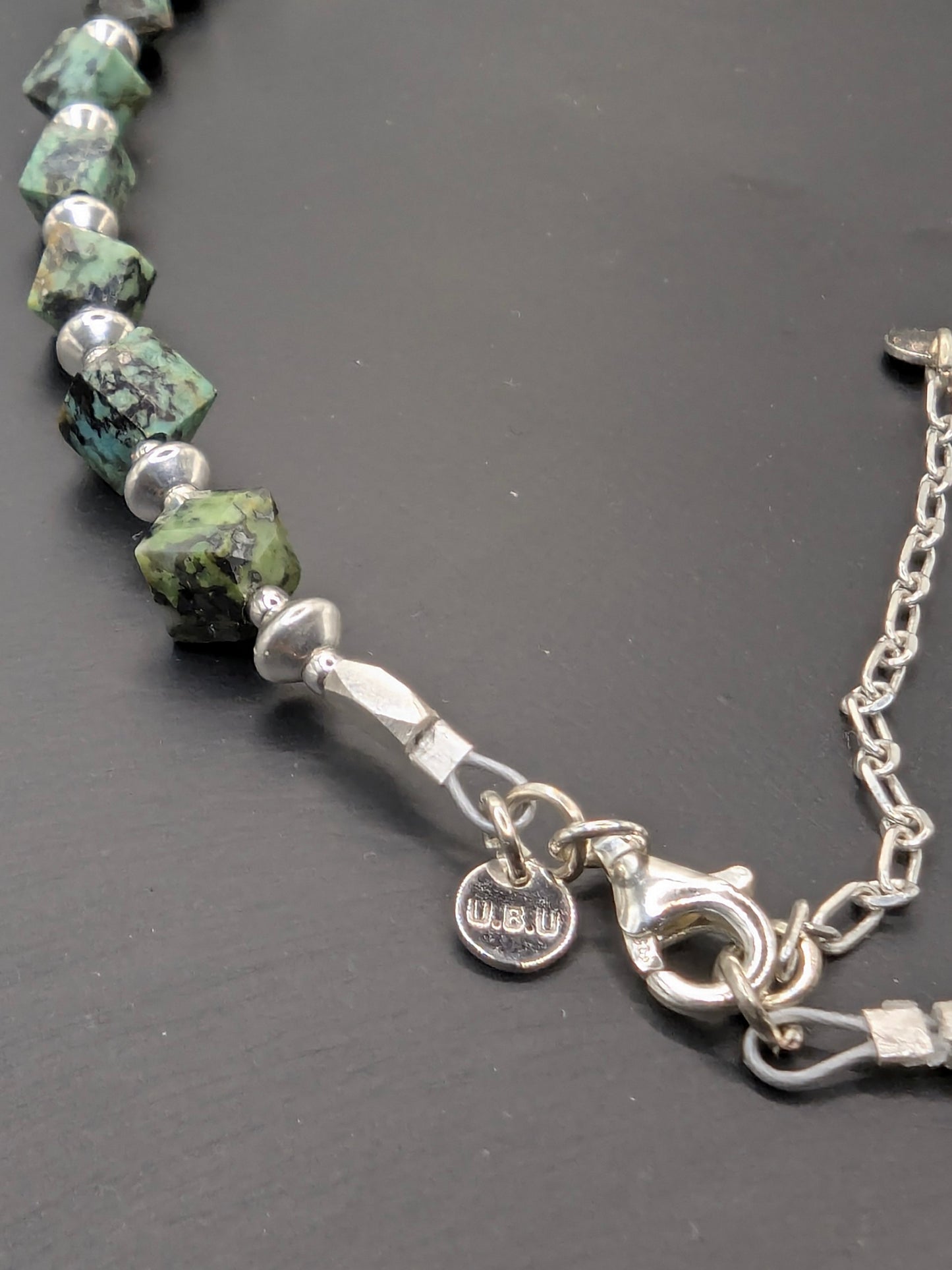 UBU Branded African Turquoise & Sterling Silver Necklace