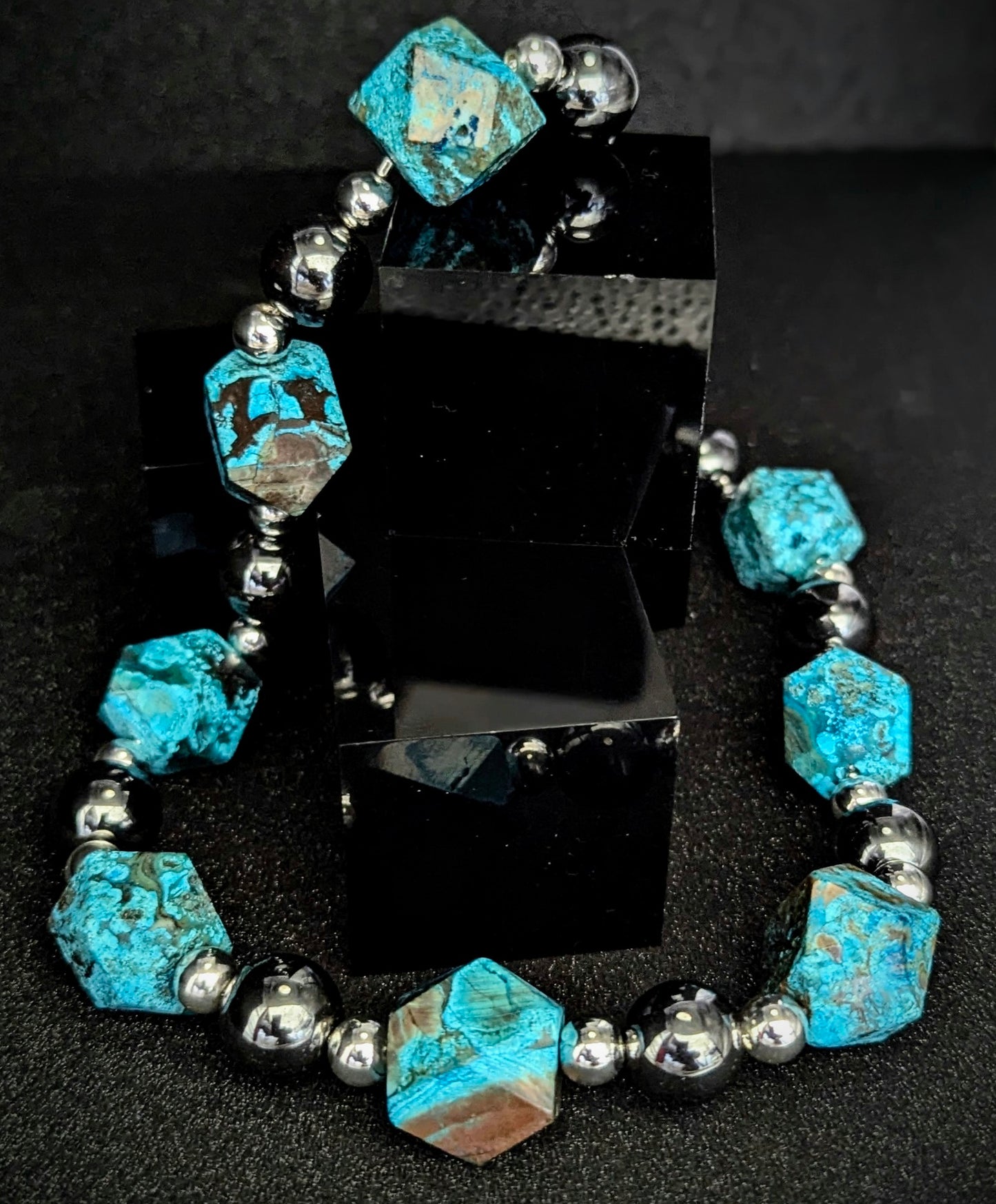 UBU Runway Necklace Sea Sediment Jasper, Hematite & Silver Overlay Beads