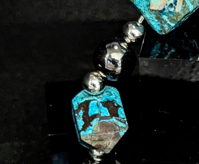UBU Runway Necklace Sea Sediment Jasper, Hematite & Silver Overlay Beads