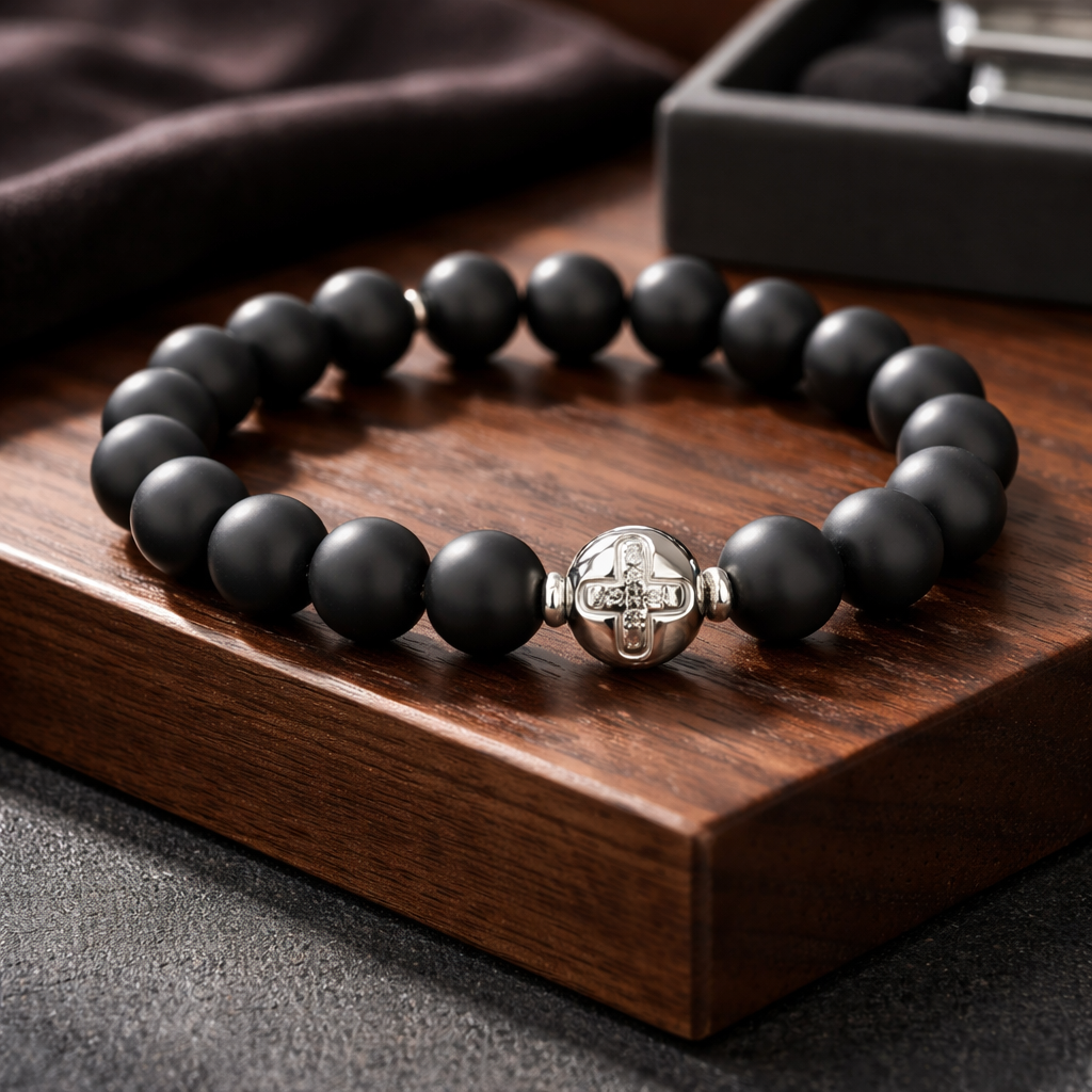 UBU Signature Sterling Silver, Black Onyx and Moisennite Bracelet