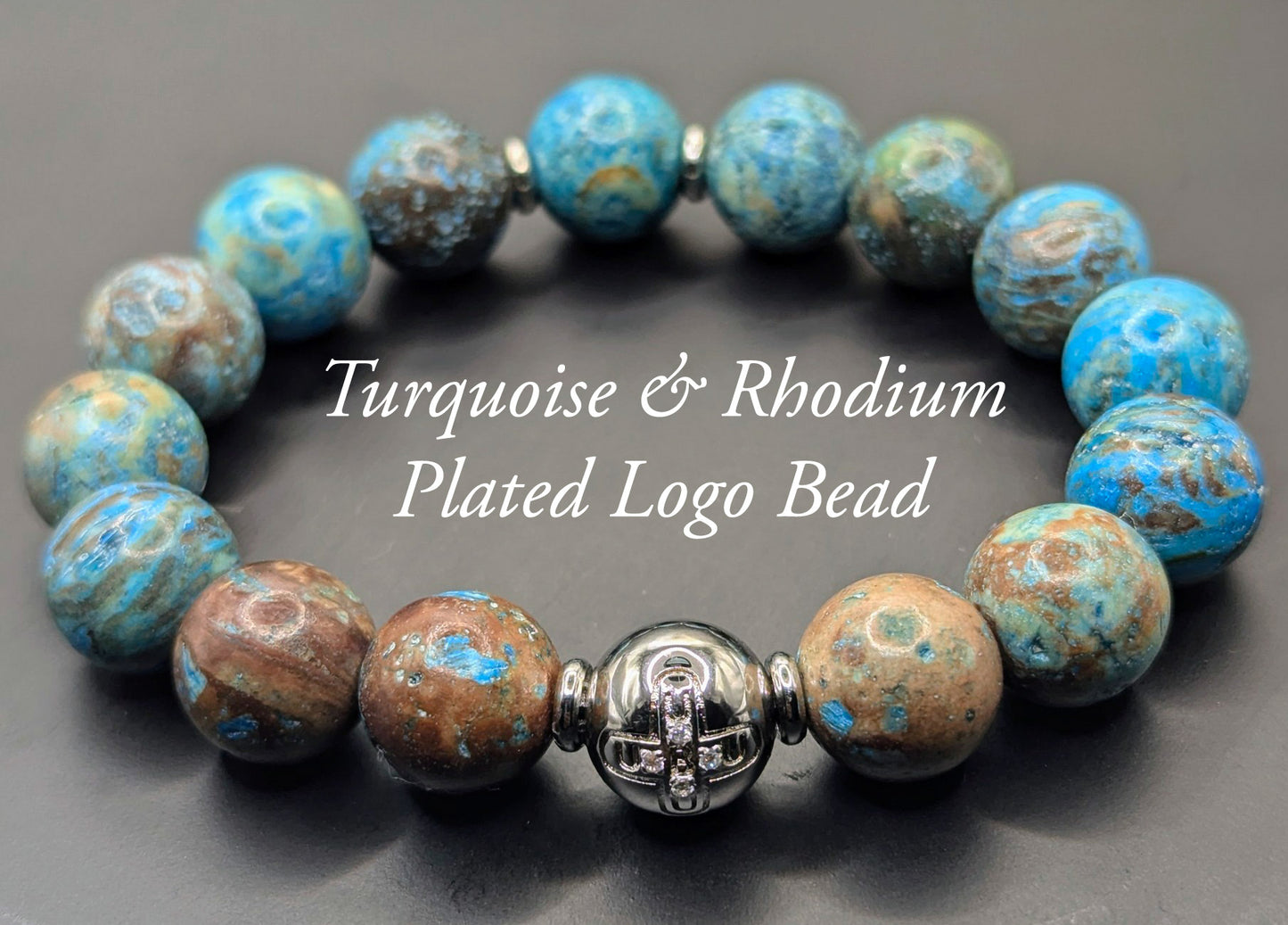 UBU Signature Turquoise & Rhodium Plated Logo Bead