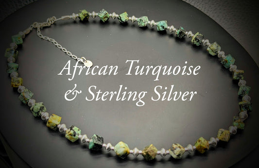 UBU Branded African Turquoise & Sterling Silver Necklace
