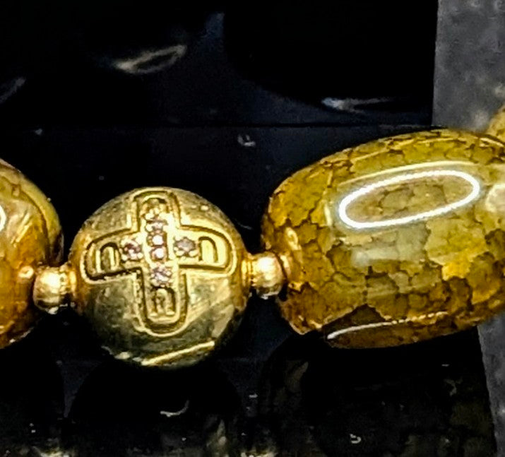 UBU Signature Bracelet Cracked Agate & Solid Brass Logo Bead
