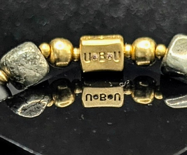 UBU Signature Bracelet Matte Black Onyx, Pyrite & Solid Brass Logo Bead