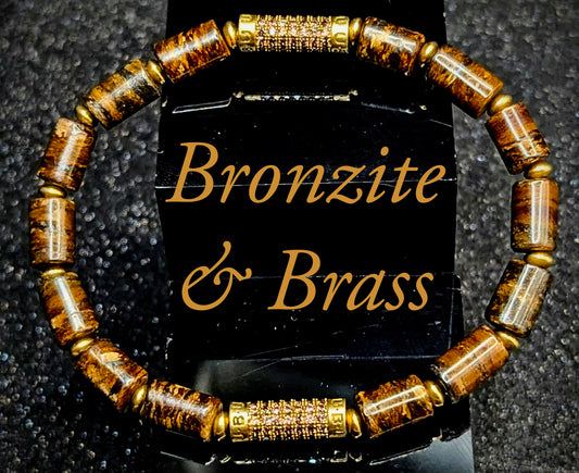 UBU Signature Bracelet Bronzite & Pave Brass Logo Bead