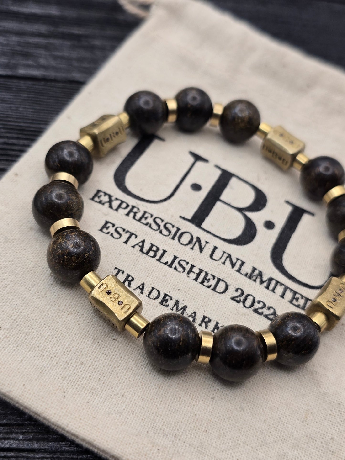 UBU Branded Bronzite and Brass Bracelet