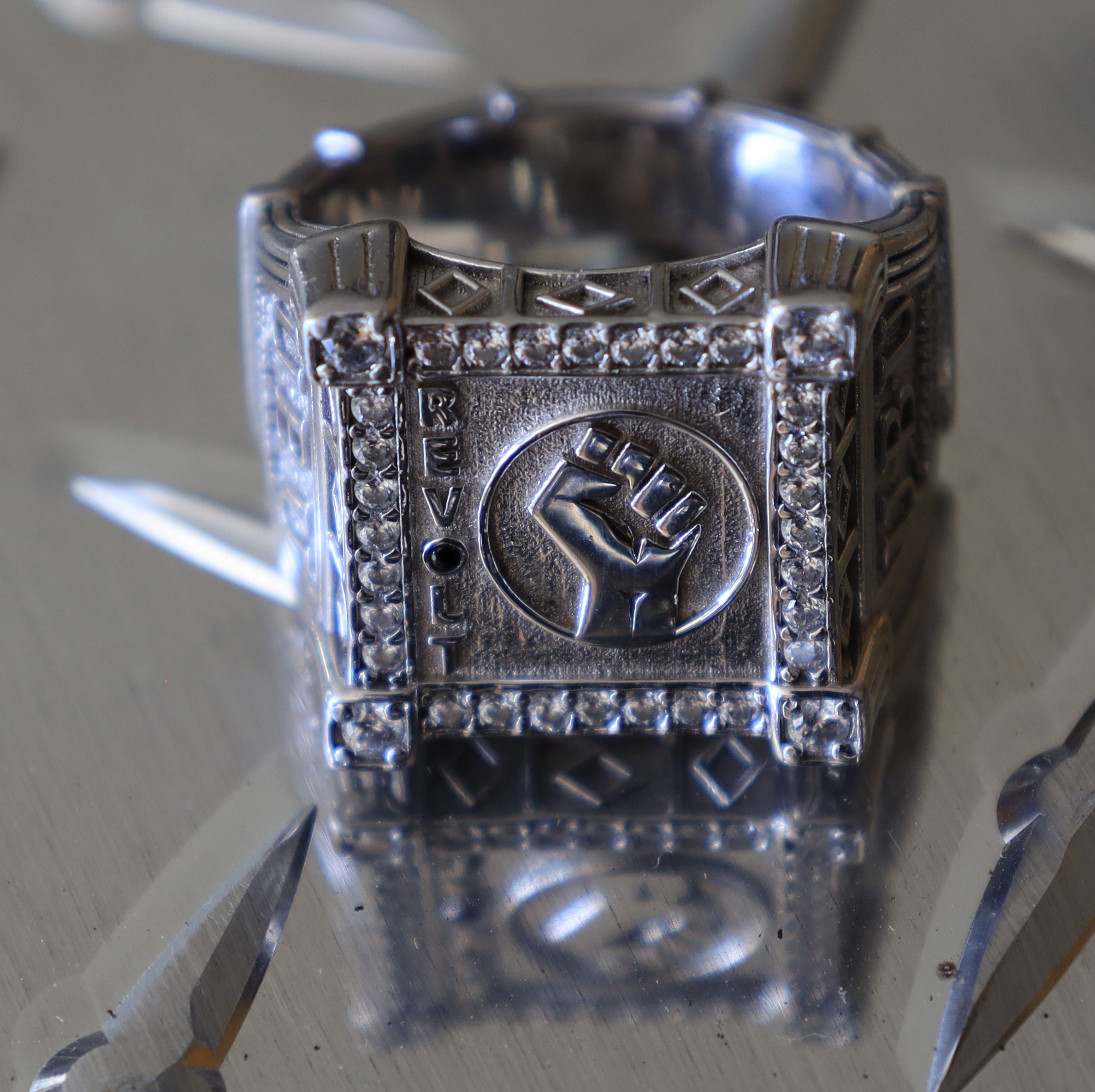 .925 Sterling Silver "Power" Ring.  The People have the POWER!