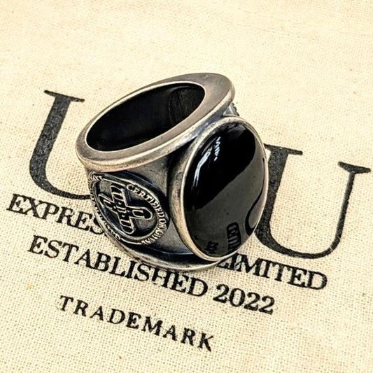 UBU branded signature ring .925 Sterling Silver and Black Onyx