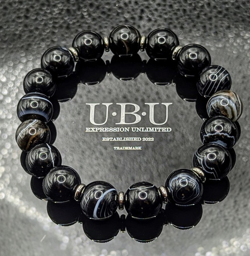 UBU Expression Unlimited Black Striped Agate Bracelet