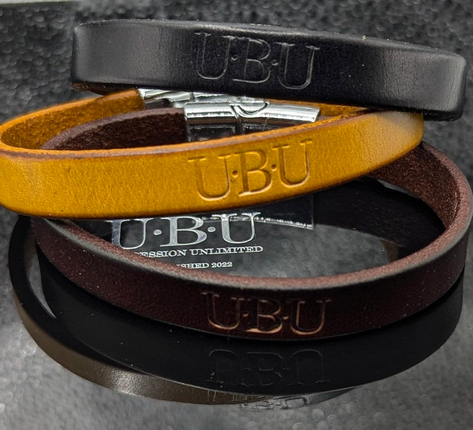 UBU Expression Unlimited branded Leather Wrist Bands