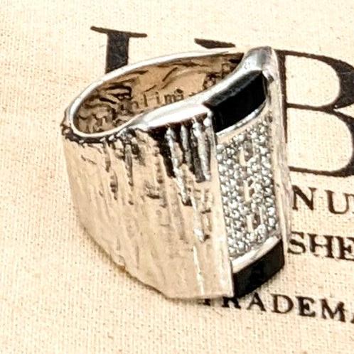 UBU branded .925 Sterling Silver, Black Agate and Moissenite Diamonds - UBU Expression Unlimited