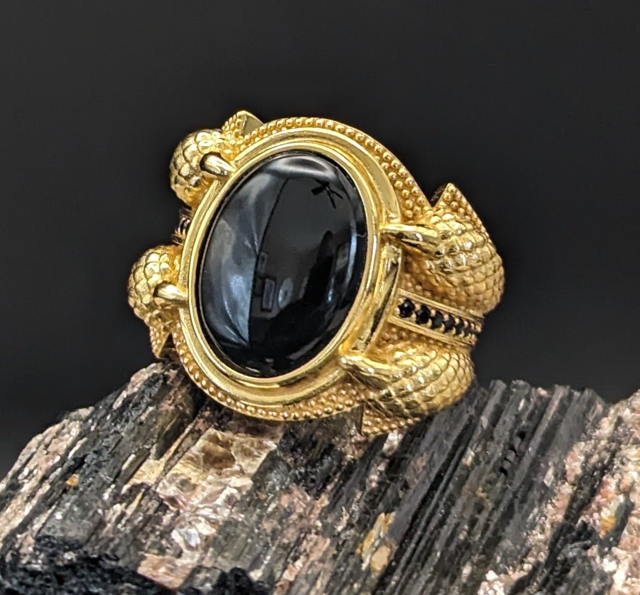 UBU Expression Unlimited .925 Sterling Silver ring with 18kt Gold Overlay and Black Agate - UBU Expression Unlimited