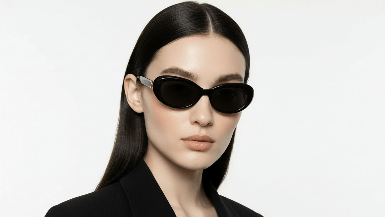 UBU Oval Hand Polished Acetate Sunglasses w/18kt Gold Logo - UBU Expression Unlimited