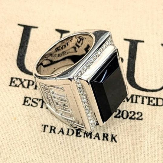 UBU Signature .925 Sterling Silver, Black Onyx and Moissenite Diamond Ring - UBU Expression Unlimited