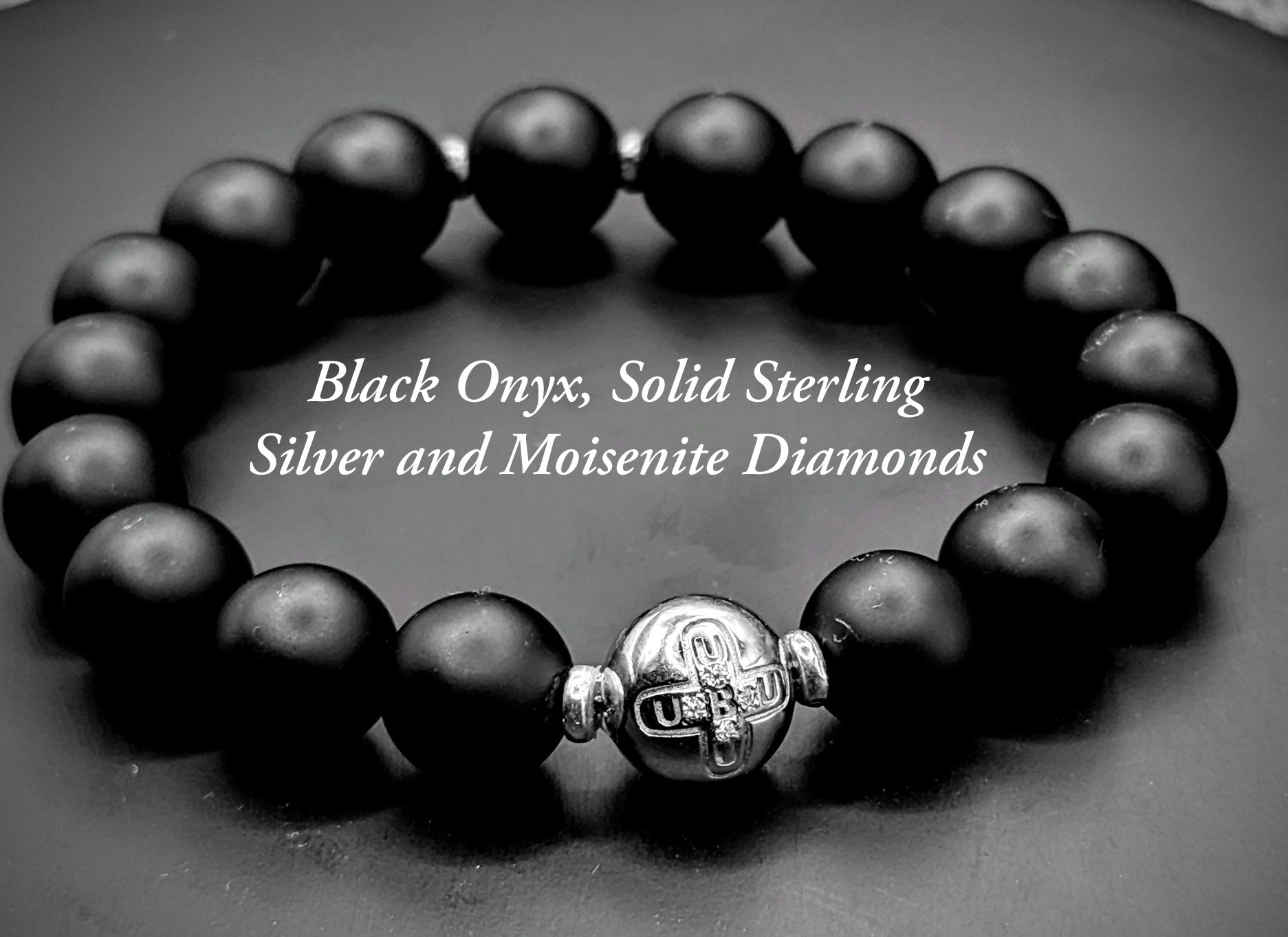 UBU Signature Sterling Silver, Black Onyx and Moisennite Bracelet - UBU Expression Unlimited